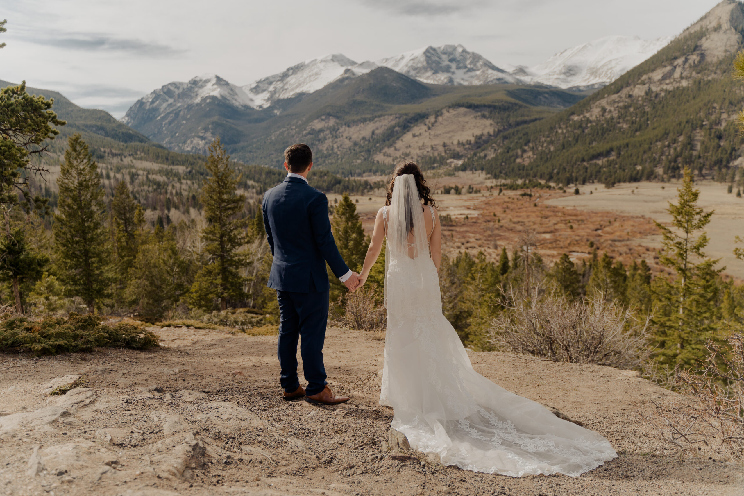 Rocky Mountain National Park Elopement w/ Couple Holding Hands 