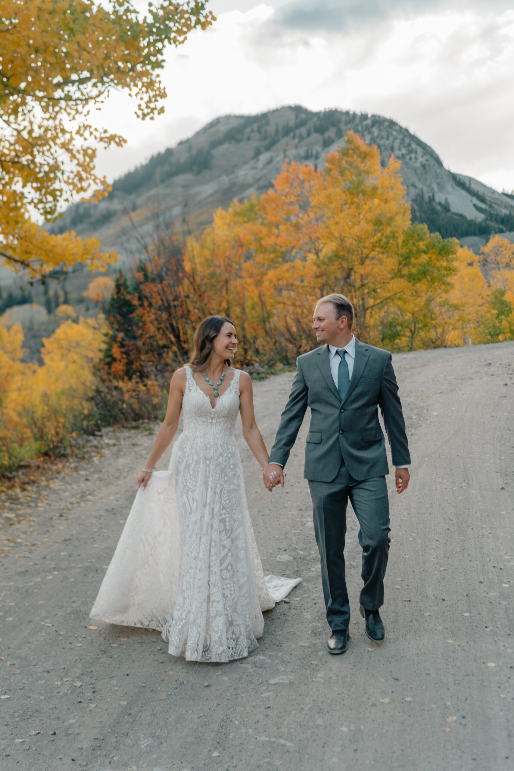 Couple walking in Crested Butte